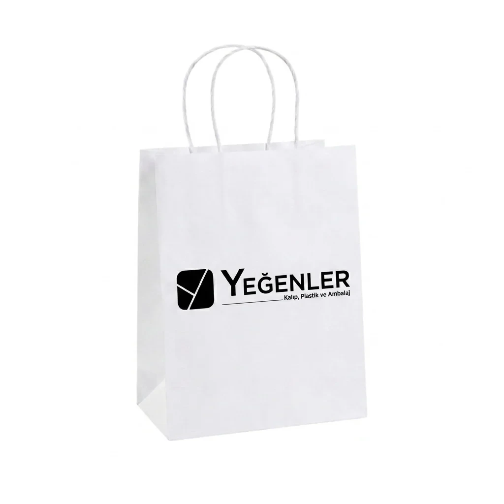 Burgu Saplı Beyaz Kraft Çanta - görsel 3