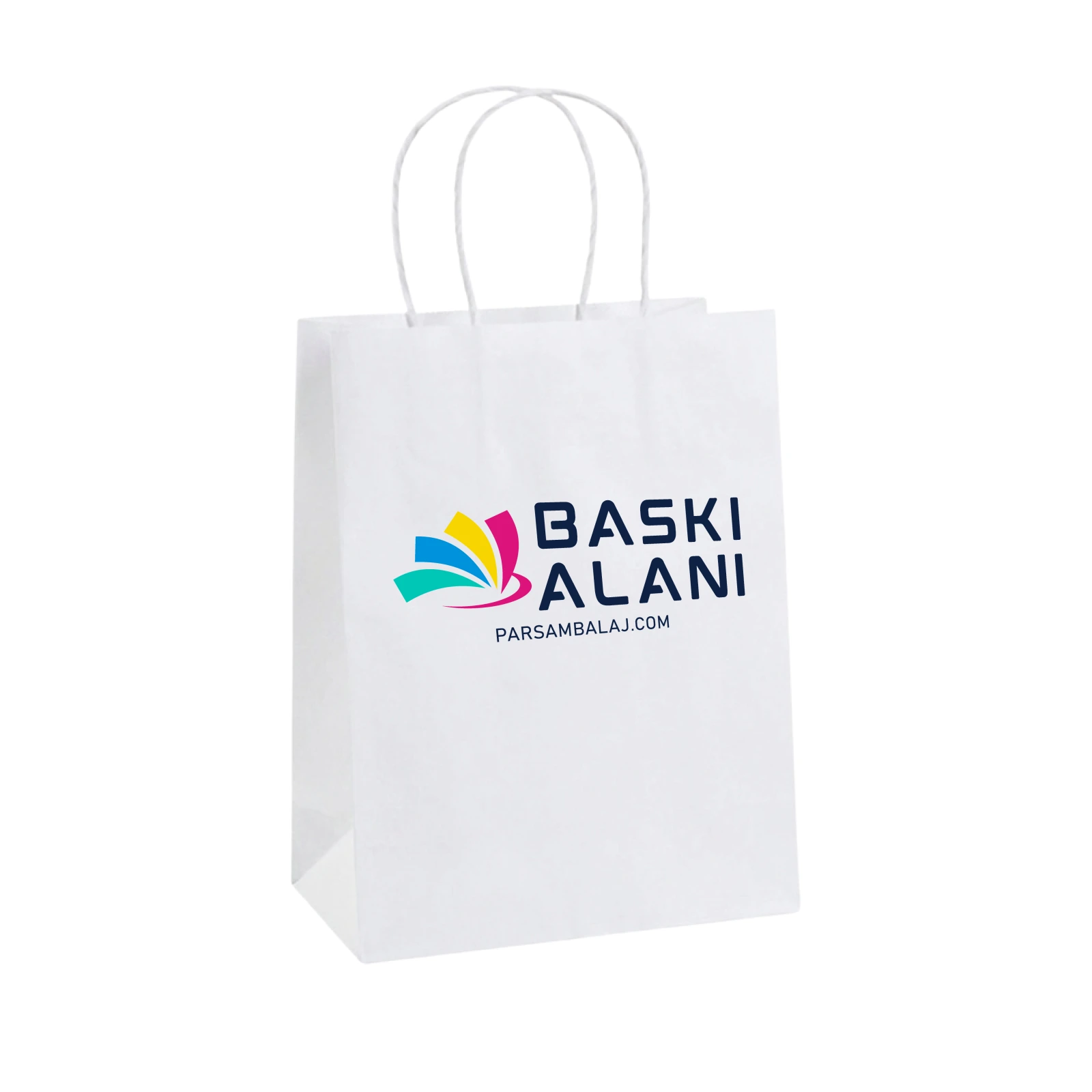 Burgu Saplı Beyaz Kraft Çanta 01