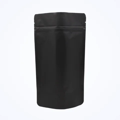 Mat Siyah Alüminyum Kilitli Doypack - 8.5 cm x 14.5 cm x 2.5 cm + 2.5 cm