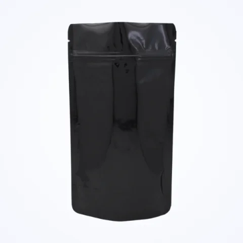 Siyah Alüminyum Kilitli Doypack - 8.5 cm x 14.5 cm x 2.5 cm + 2.5 cm