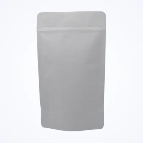 Mat Beyaz Alüminyum Kilitli Doypack - 8.5 cm x 14.5 cm x 2.5 cm + 2.5 cm