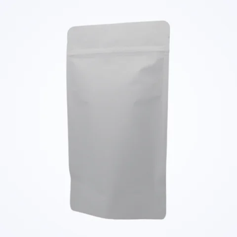 Mat Beyaz Alüminyum Kilitli Doypack - 8.5 cm x 14.5 cm x 2.5 cm + 2.5 cm