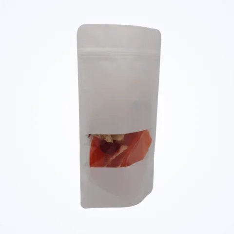 Beyaz Kraft Pencereli Kilitli Doypack - 8.5 cm x 14.5 cm x 2.5 cm + 2.5 cm