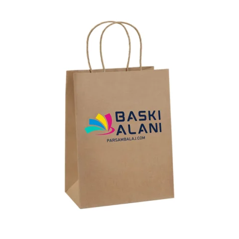 Burgu Saplı Kraft Çanta - 28 cm x 17 cm x 29 cm | Kraft Çantalar