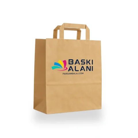 Flat Saplı Kraft Çanta - 32 cm x 16 cm x 35 cm | Kraft Çantalar