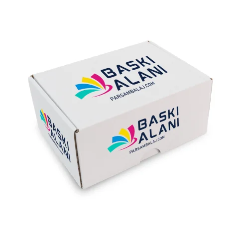 Özel Baskılı Oluklu Geçmeli Beyaz E-ticaret Kutusu - 16 cm x 12 cm x 7.5 cm | E-ticaret Kutusu