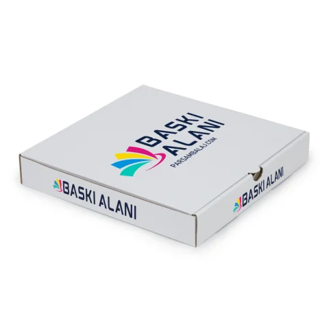 Özel Baskılı Beyaz Pizza Kutusu - 26 cm x 26 cm x 4 cm