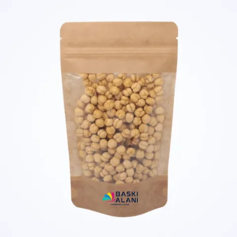Kraft Geniş Pencereli Kilitli Doypack - 13 cm x 22.5 cm x 3.5 cm + 3.5 cm