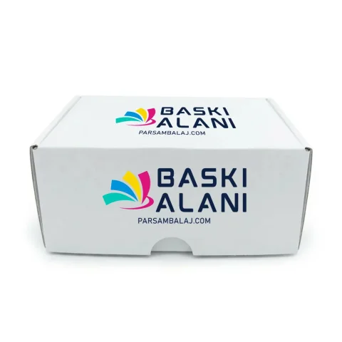Özel Baskılı Oluklu Geçmeli Beyaz E-ticaret Kutusu - 20 cm x 29 cm x 10 cm | E-ticaret Kutusu