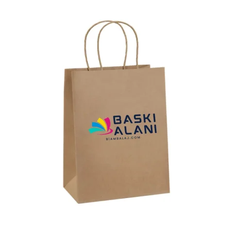 Burgu Saplı Kraft Çanta - 32 cm x 32 cm x 20 cm | Kraft Çantalar