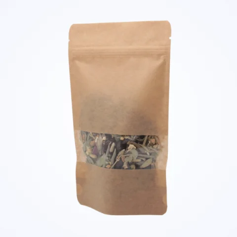 Kraft Pencereli Kilitli Doypack - 16 cm x 27 cm x 4 cm + 4 cm